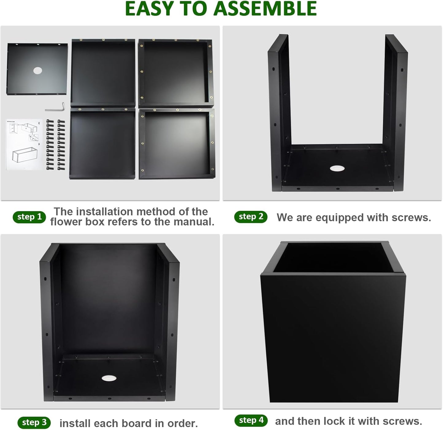 Steel Planter Box 24"x24"x25", Square Metal Planter Box Indoor&Outdoor, Steel Planter Heavy Duty for Commercial and Residential Use