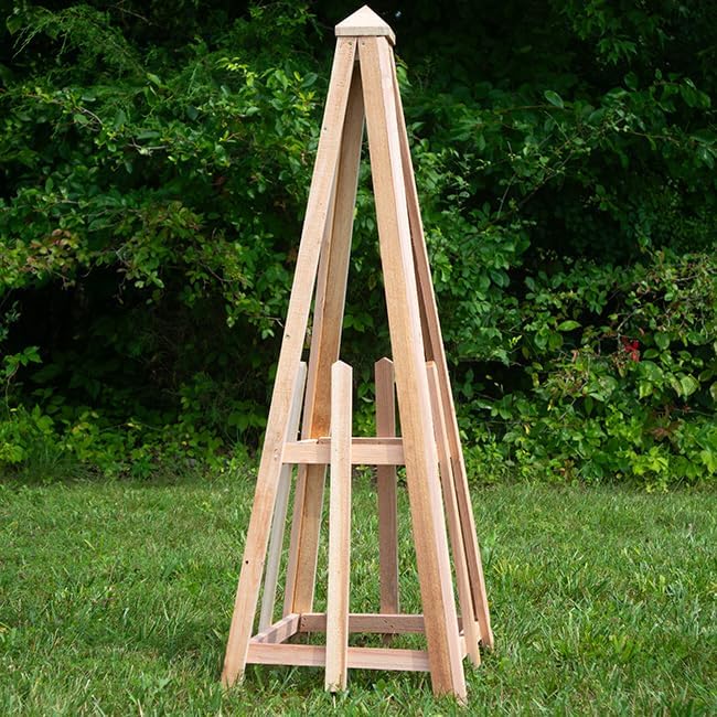 Garden Obelisk Trellis for Climbing Plants, Cedar Pyramid Trellis 46" H, Pack of 2, Sturdy Wooden Garden Trellis for Flowers, Vines, Vertical Plant Support, Outdoor Garden Decor