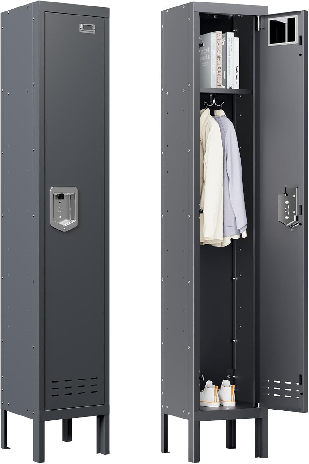 Metal Lockers - 66" Height Steel Lockers for Employees with Door Storage Locker with Card Slot for Employees Gym School Home Office Garage - Assembly Required