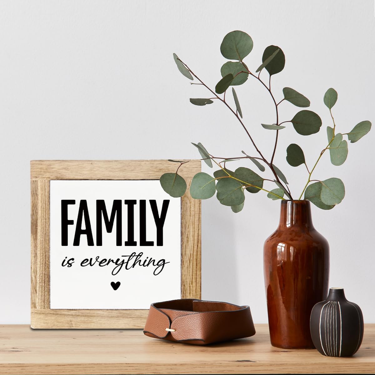 Farmhouse Rustic Tabletop Decor, Family is Everything, Rustic Family Wooden Block Plaque Sign for Home, Wood Plaque Decoration, Inspirational Decorations for Home Office 5.9X5.9X0.7inches