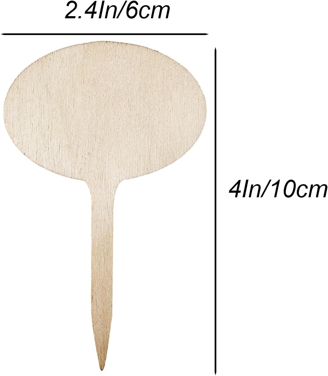 100 Pcs Wood Plant Labels, Natural Wooden Plant Marker Garden Sign Tags, T-Type Garden Markers for Succulents, Herbs, Seedlings, Potted, Flowers, Vegetables (Oval)