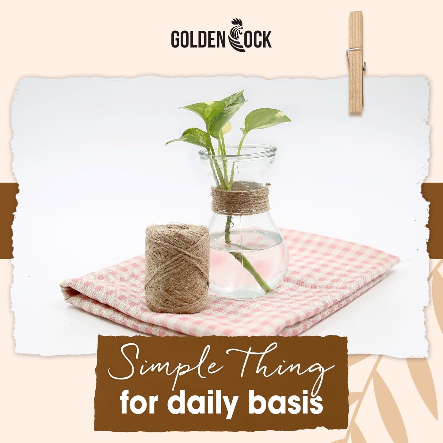 2mm - 164FT Natural Jute Twine Rope String - for Crafts Gardening Plant Accessories Gift Wrapping, Arts Packing Material Christmas Twine Bulk Wedding Decor