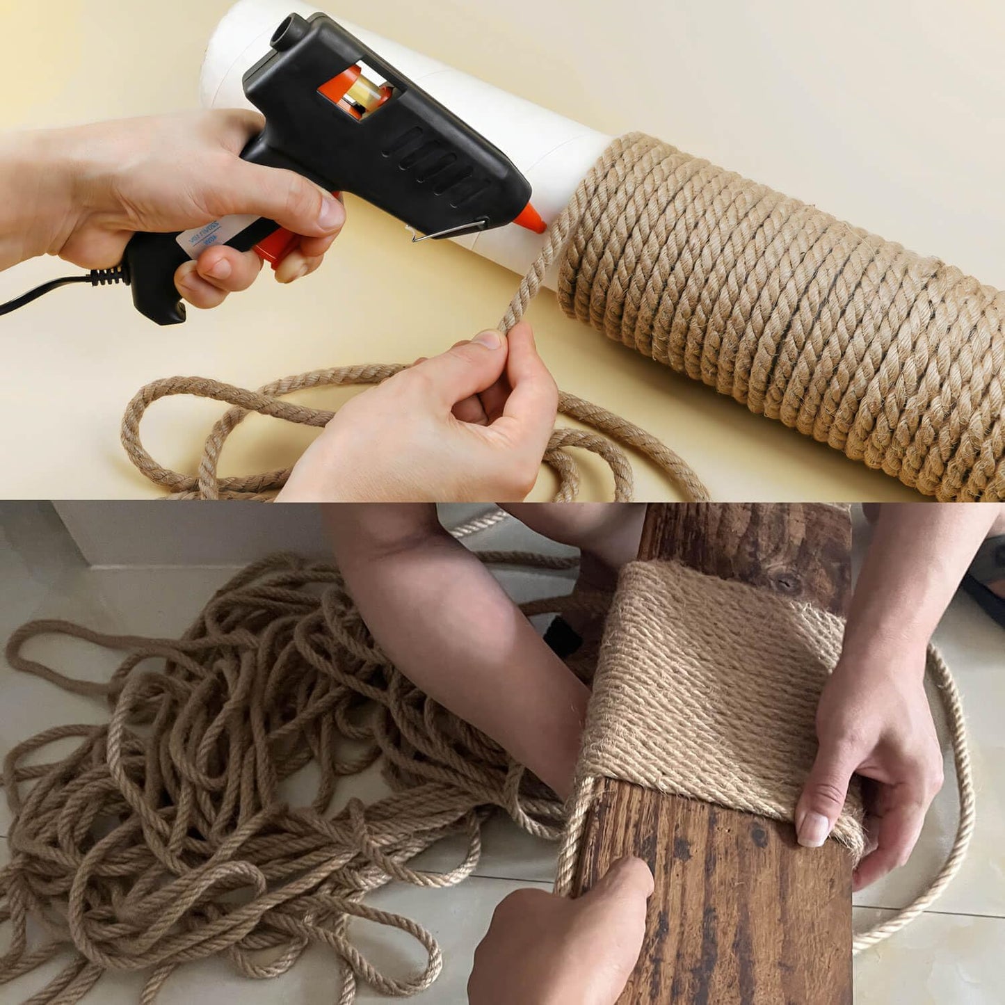 8mm Jute Rope, 164 Feet Braided Heavy Duty Twine, Thick Jute Twine Rope for Cat Scratch Post, Craft,DIY Artwork, Bundling, Home Decor, Gardening Applications (8MM 164FT)