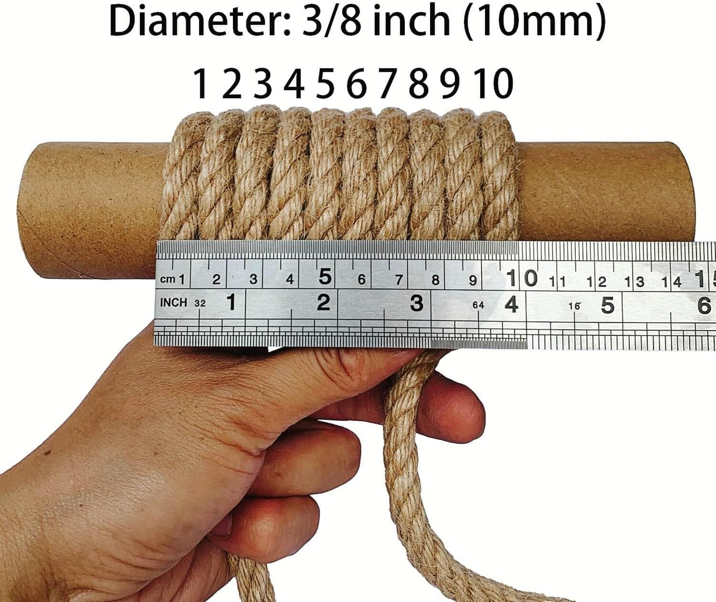 Jute Rope 10mm, 164 Feet 4.5lb Thick Garden Jute Twine String for DIY Cat Scratcher, Gardening, Bundling and Wall Hanging Craft Decorative (Brown)