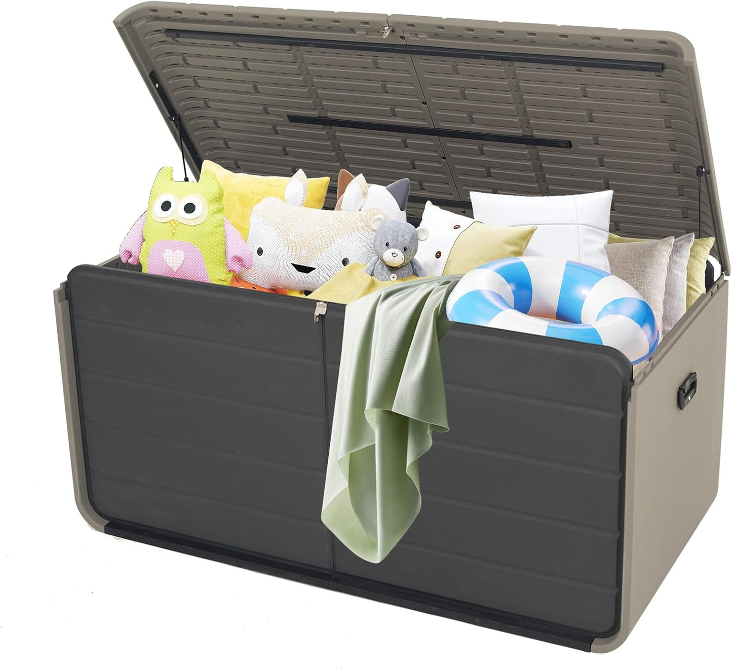 Resin Deck Box 260 Gallons, Extra Large Heavy-Duty Outdoor Storage Box, Lockable & Waterproof Patio Outside Storage Box for Patio Furniture, Garden Tools, Pool Supplies