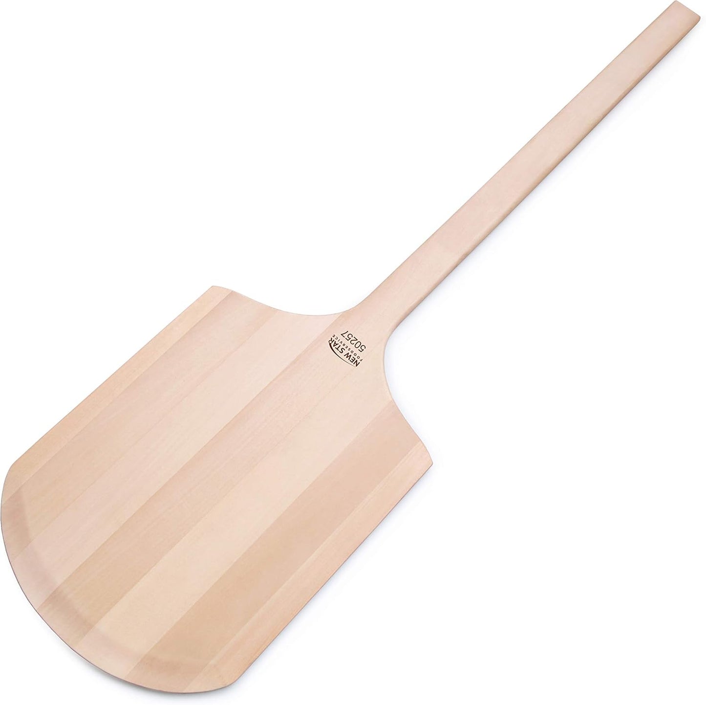 New Star Foodservice 50257 Restaurant-Grade Wooden Pizza Peel, 16" L x 12" W Plate, with 26" L Wooden Handle, 42" Overall Length
