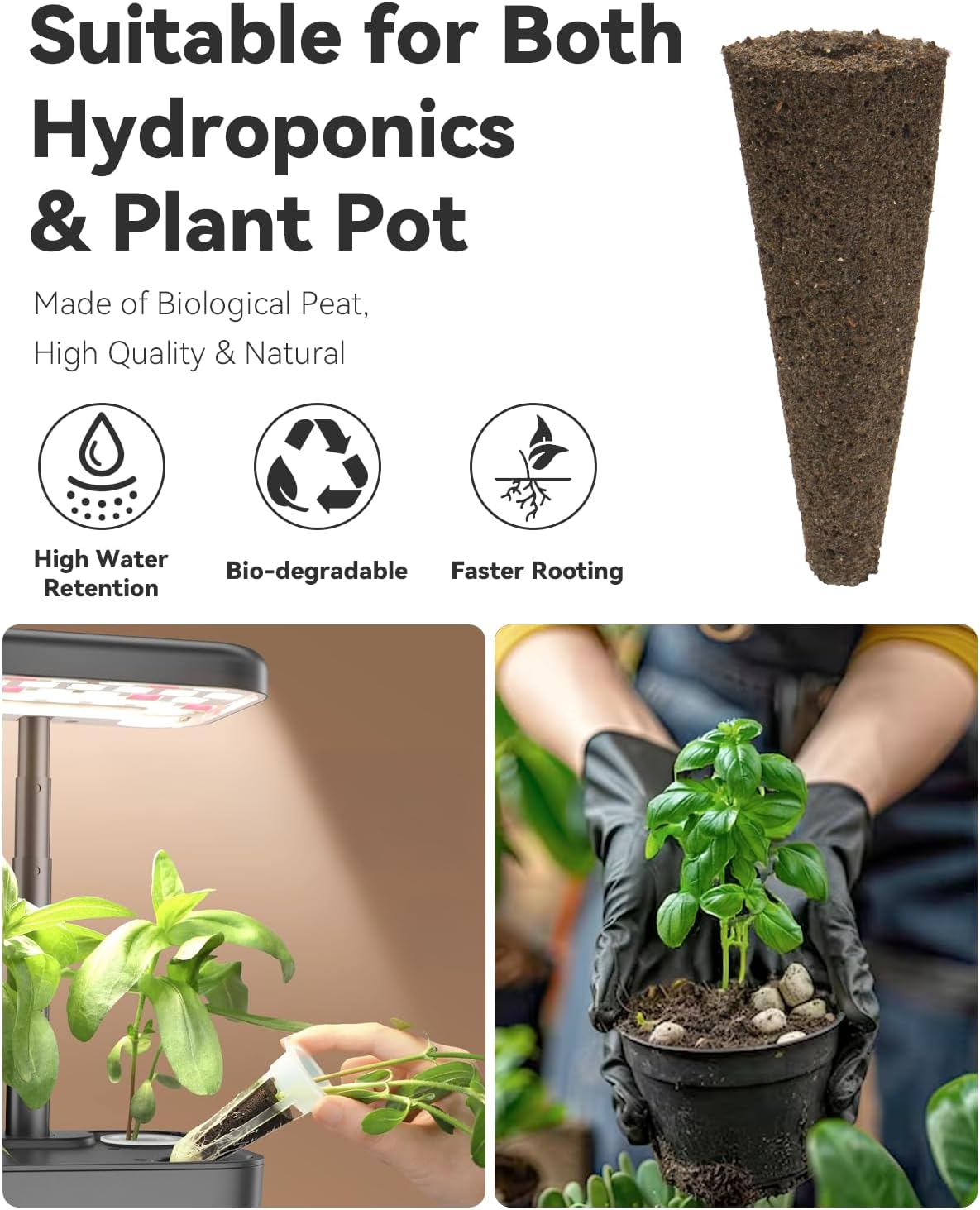 Hydroponics Seed Pod with Genovese Basil & Purple Basil, 8 Pods Complete Kit with Sponge, Basket, Dome, Label, Compatible with AeroGarden, Ahopegarden, GARDENCUBE, iDoo & MUFGA Indoor Smart Gardens