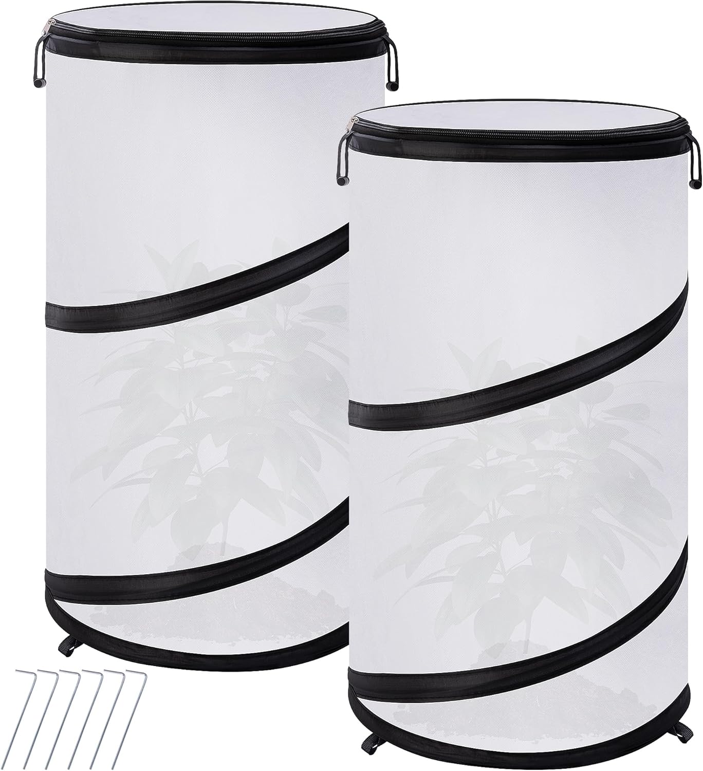 2 Pcs Pop Up Winter Frost Plant Cover, 20 x 12 Inch Round Garden Plants Freeze Protection Tent, Foldable Warm Plant Protector Enclosure for Snow Frost Protection Indoor & Outdoor