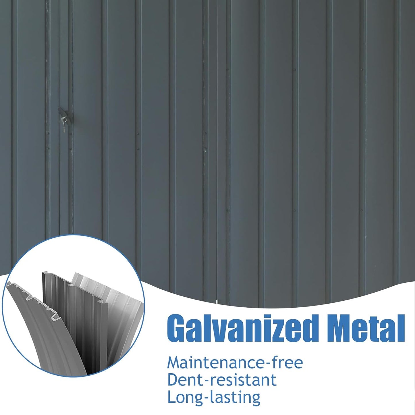 Domi Backyard Storage Shed 11’ x 12.5’ with Galvanized Steel Frame & Windows, Outdoor Garden Shed Metal Utility Tool Storage Room with Lockable Door for Patio(Dark Gray)