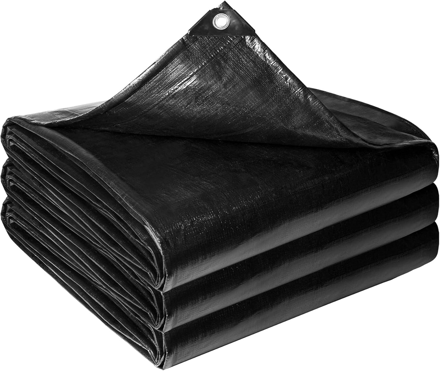 Reinforced PE Pond Liner 20 x 25 FT, 28 Mil Sun Resistant Preformed Pond Liner, Hemmed Edge with Buttonholes Liner for Outdoor Large Ponds, Fish/KOI/Duck Pond, Garden Waterfall, Waterscape, Black