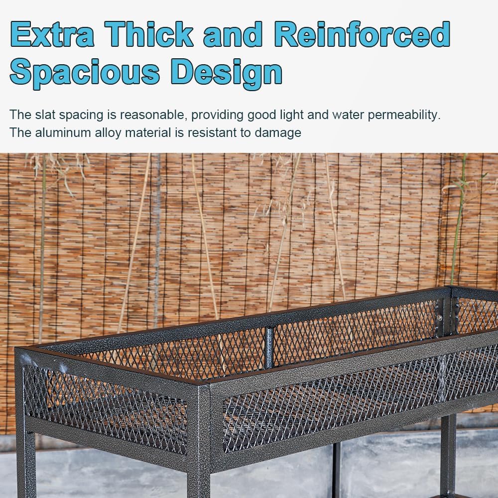 2-Tier Metal Plant Stand - Indoor/Outdoor Aluminum Shelf with Universal Wheel - Aesthetic Display Rack for Multiple Plants - Ideal for Lawn, Garden, Balcony, and Patio