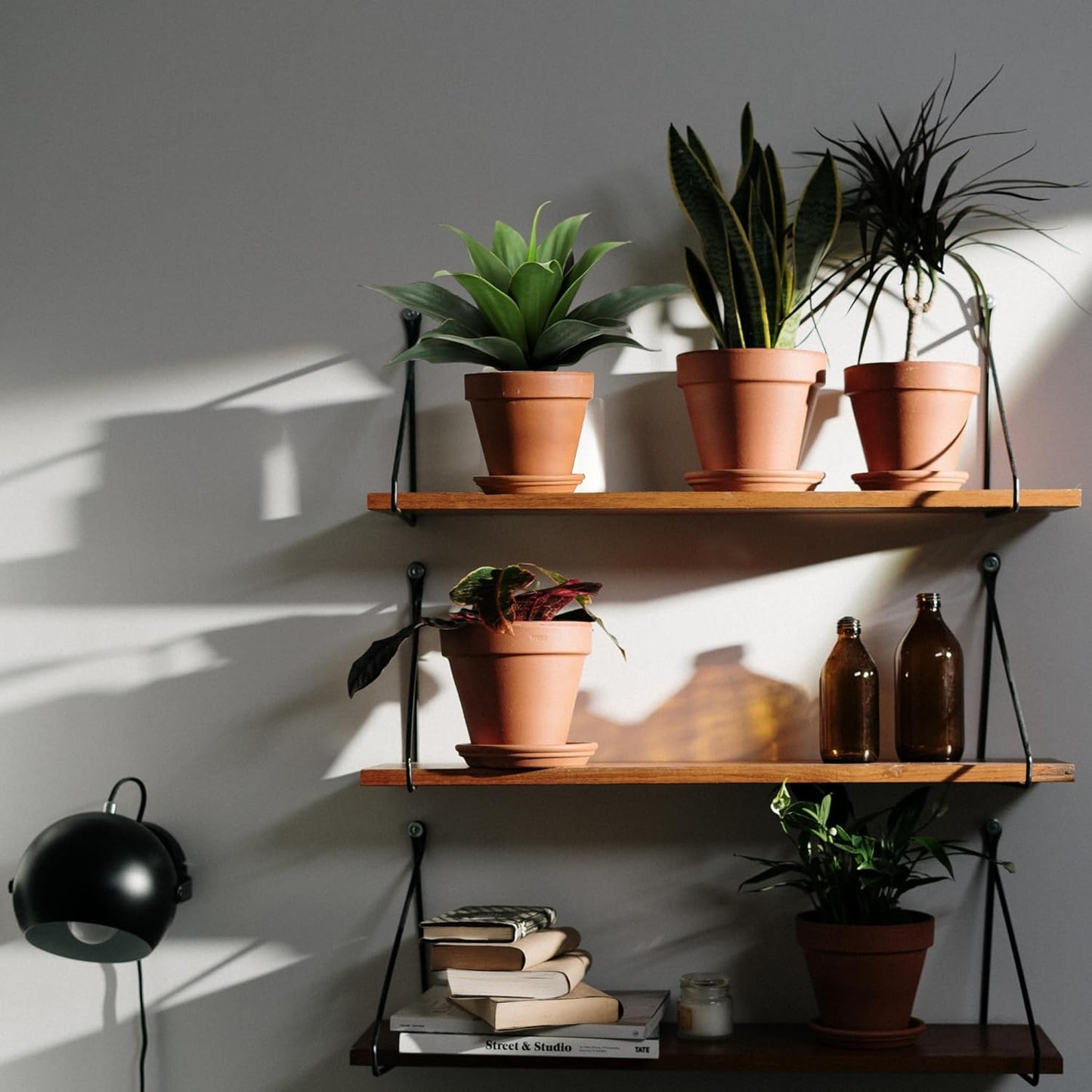 JUSTOYOU 14" Large Artificial Succulent Faux Agave Plant in Pot, Fake Potted Desk Plant Realistic Greenery Artificial Plants for Indoor Office Home Decor Bathroom Kitchen Shelf (Dark Green)