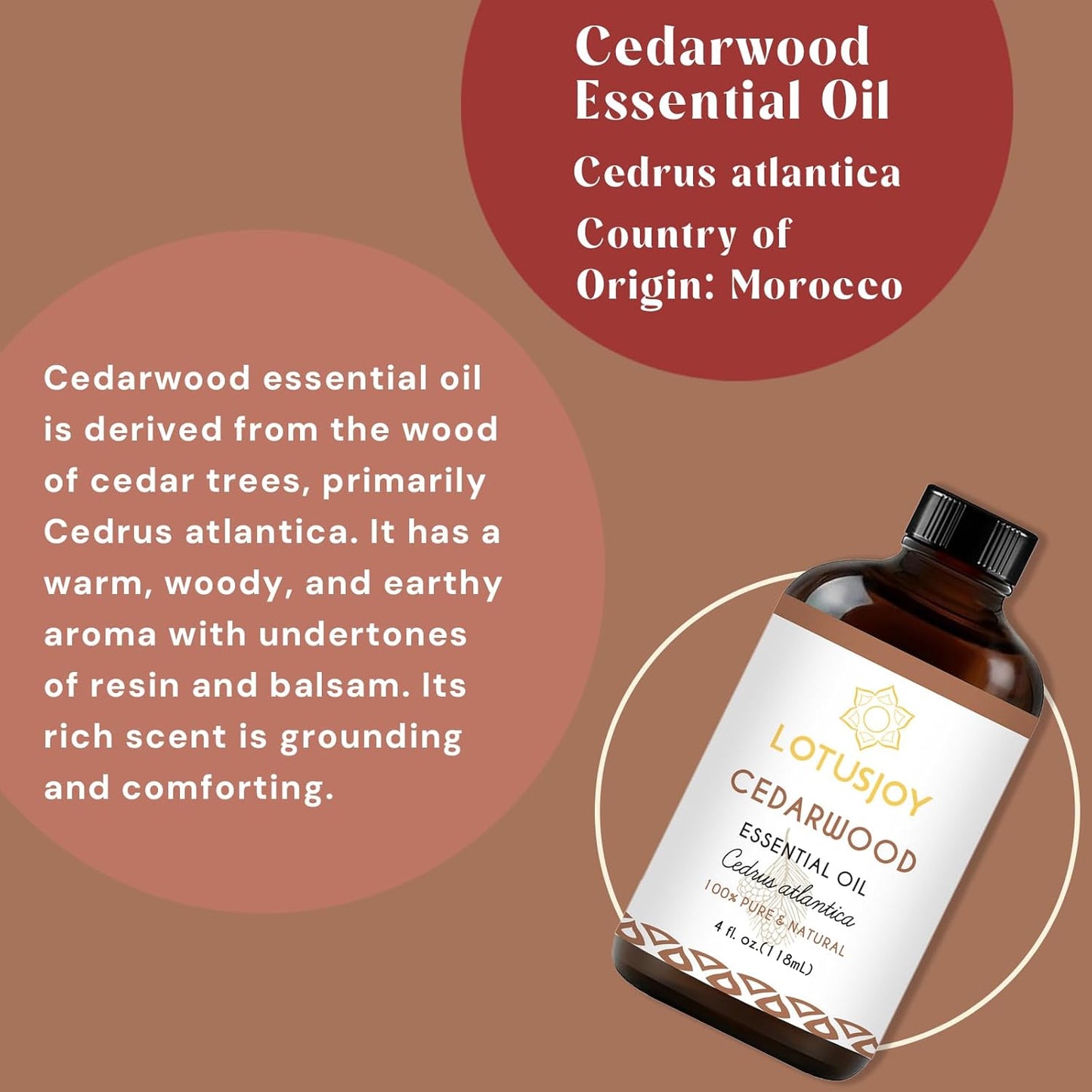 Cedarwood Essential Oil for Diffuser Room Spray Household - 4 Oz