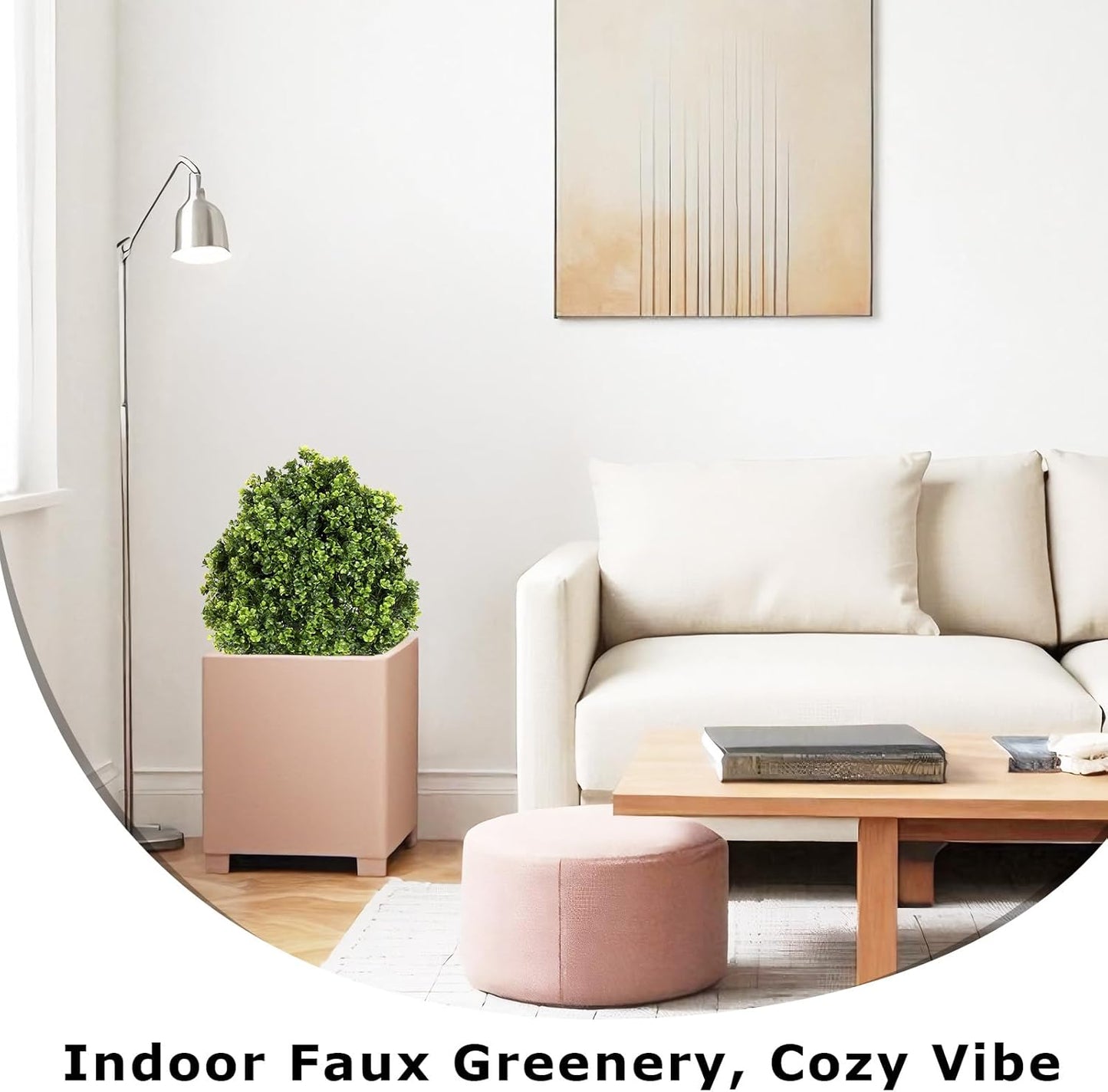 27“ Realistic Artificial Boxwood Topiary Trees Set of 2, Faux Boxwood Plants Outdoor UV-Resistant, No Maintenance Curb Appeal Fake Evergreen Bushes & Shrubs for Front Porch Outside Planter Decor