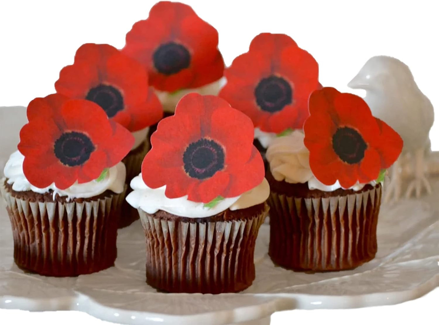 Sugar Robot - Edible Poppy Flowers - Small Size - Edible flowers cake decorations - Premium Crafted - Made in the USA Cake -Set of 20 (Poppy)