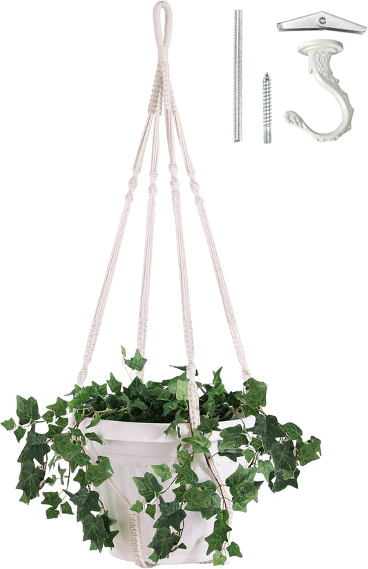 Giant XXL 55 Inches Macrame Planter Hanger Large for 15 inch Pot + Swag Hook | Extra Large Hanging Planter for Indoor Plants | No Pot/Plant Included (XXL)