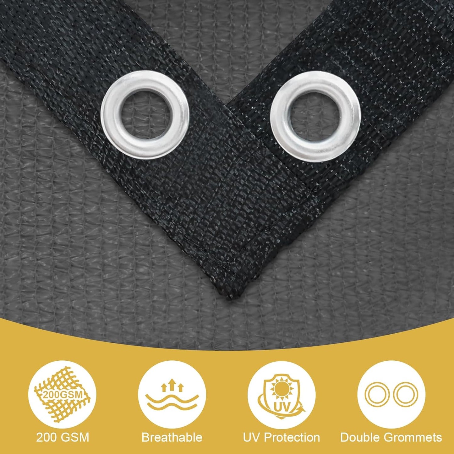 Shade&Beyond 90% Sun Shade Cloth with Grommets, 5' X 12' Pergola Shade Cover Canopy, Mesh Tarp Sun Screens for Patio, Outdoor, Garden, Backyard, Dark Gray