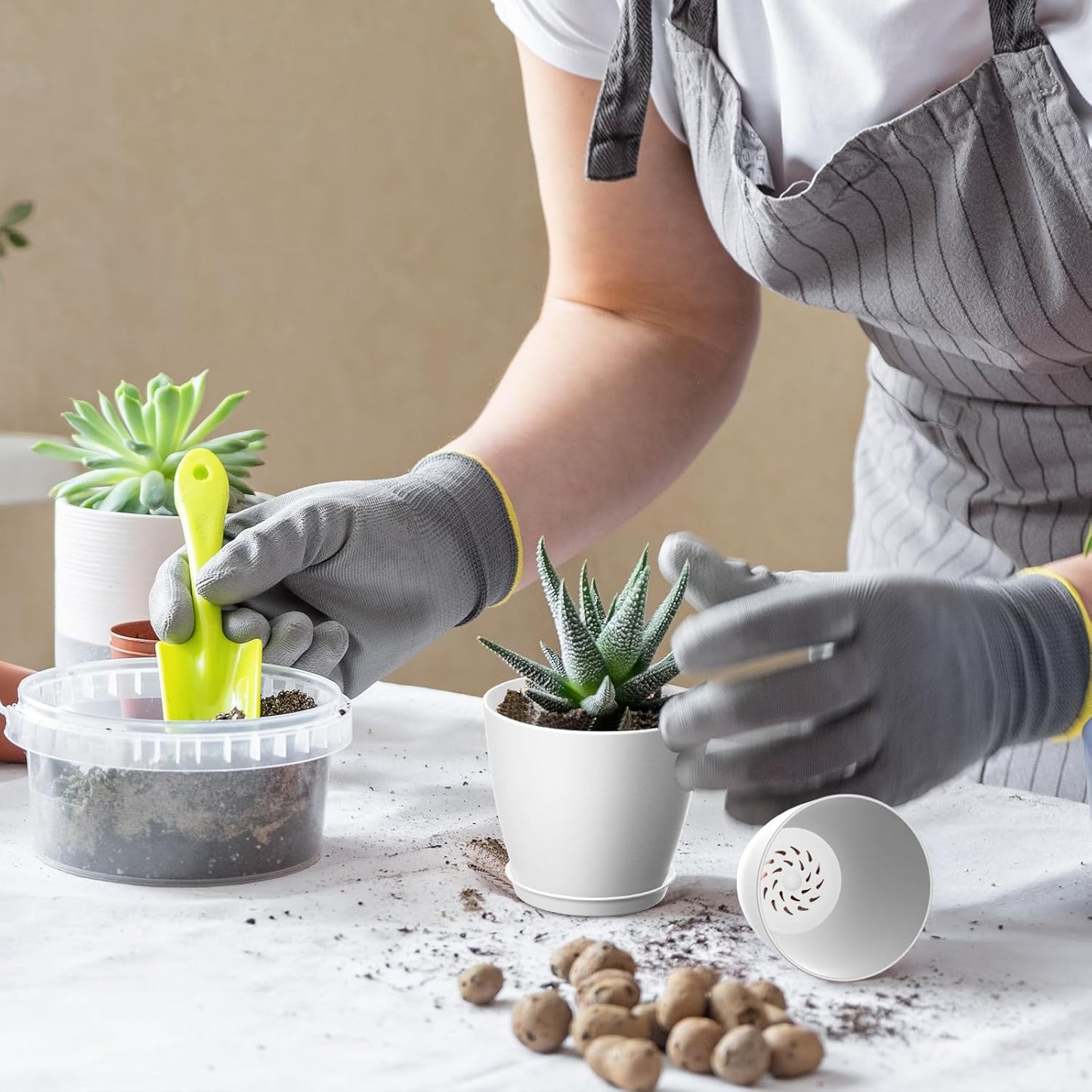 16 Pack 4 Inch Plant Pots with Drainage Holes and Saucers, Pots for Plant Indoor, Plastic Planters for Succulents and Small Plants, Colorful