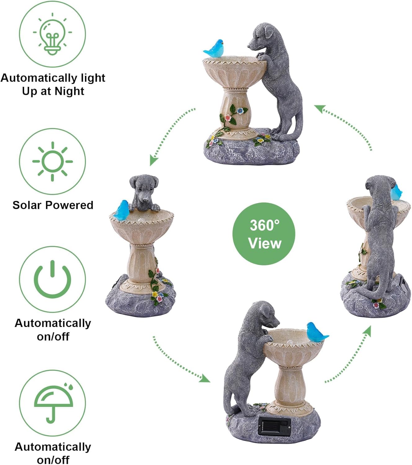 Dachshund Dog Statues for Bird Bath: Outdoor Sculptures for Garden Lawn Patio Yard Balcony Porch - Unique Gifts for Mother Grandma Women