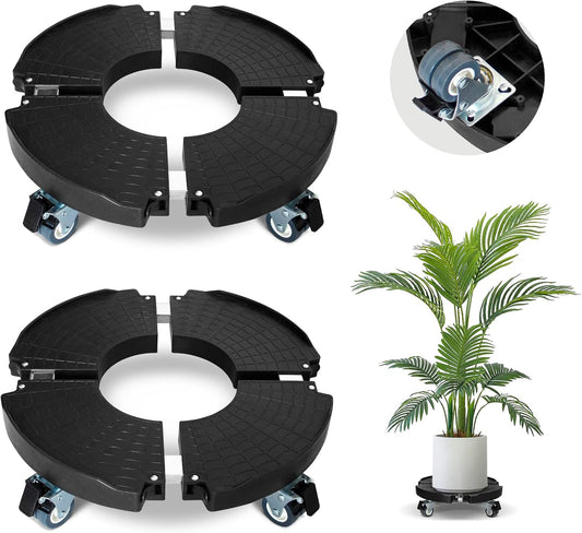 2 Pack Rolling Plant Stand with Wheels,15-21’’Adjustable Heavy Duty Plant Caddy with Wheels for Indoor Outdoor Planter Dolly Lockable