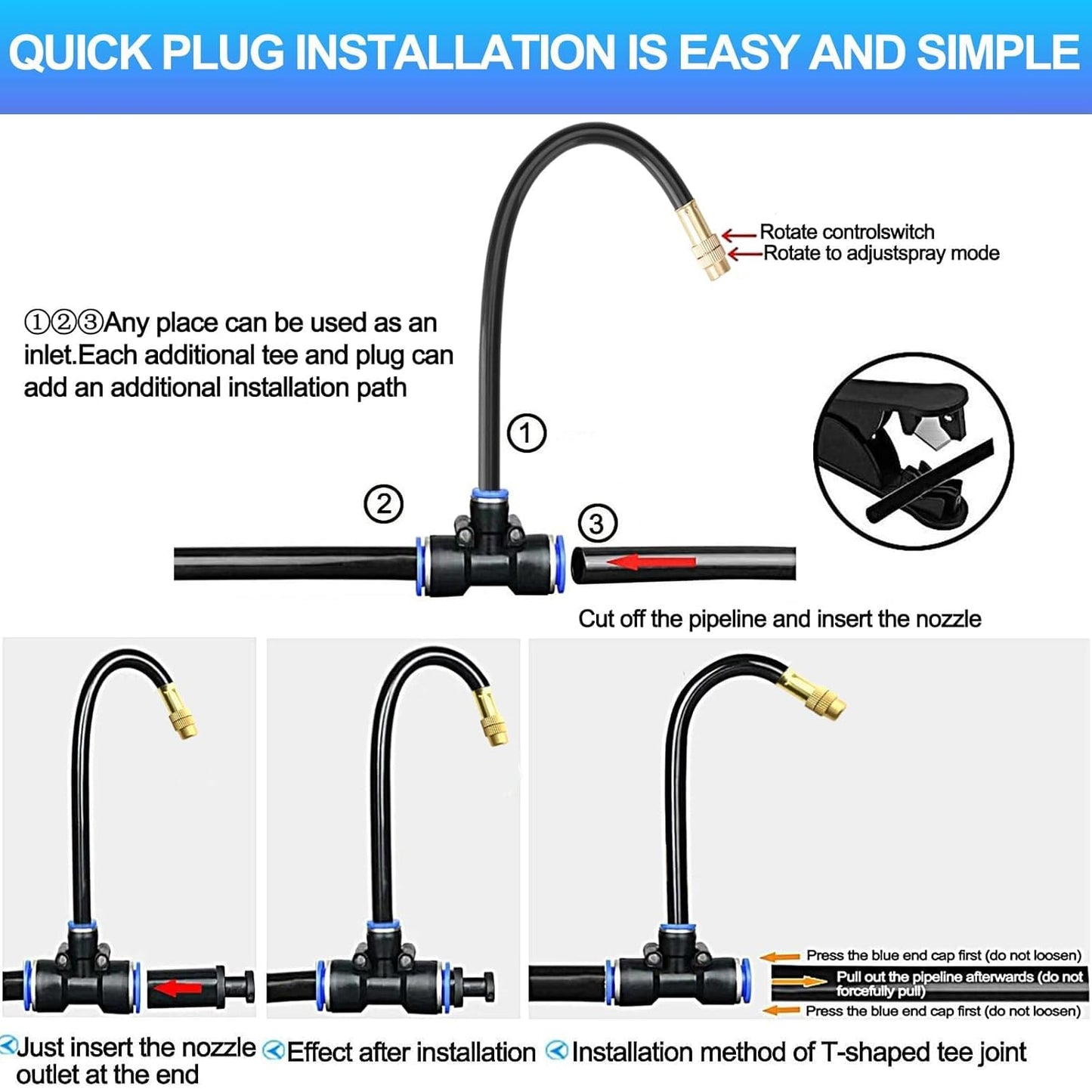 Drip Irrigation Kit Automatic Watering System for Potted Plants, 360 Degree Adjustable Copper Micro Sprinklers, Quick Connect Tubing Fittings for Garden, Lawn, Patio, Balcony(Timer Ⅱ)