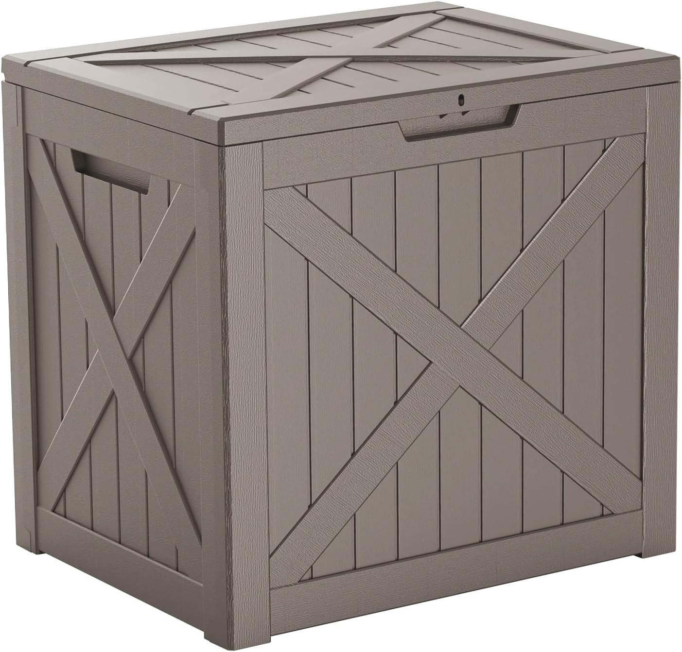 38 Gallon Outdoor Deck Box,Storage Lockable Waterproof Patio Furniture,Garden Tools,Cushions,Pool Accessories Outside Storage Resin Box(Grey)