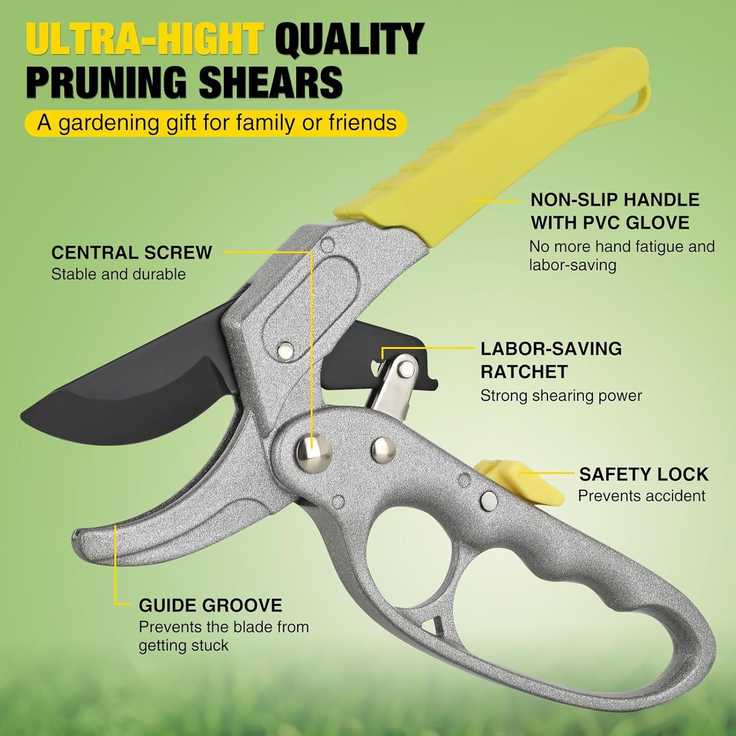 Yesker Pruning Shears Garden Shears 7.8" Professional Garden Scissors Sharp 65 Manganese Steel Blade Heavy Duty Clippers Hand Pruners for Cutting Fresh Flowers Branch Plant Trimming Gardening Tools