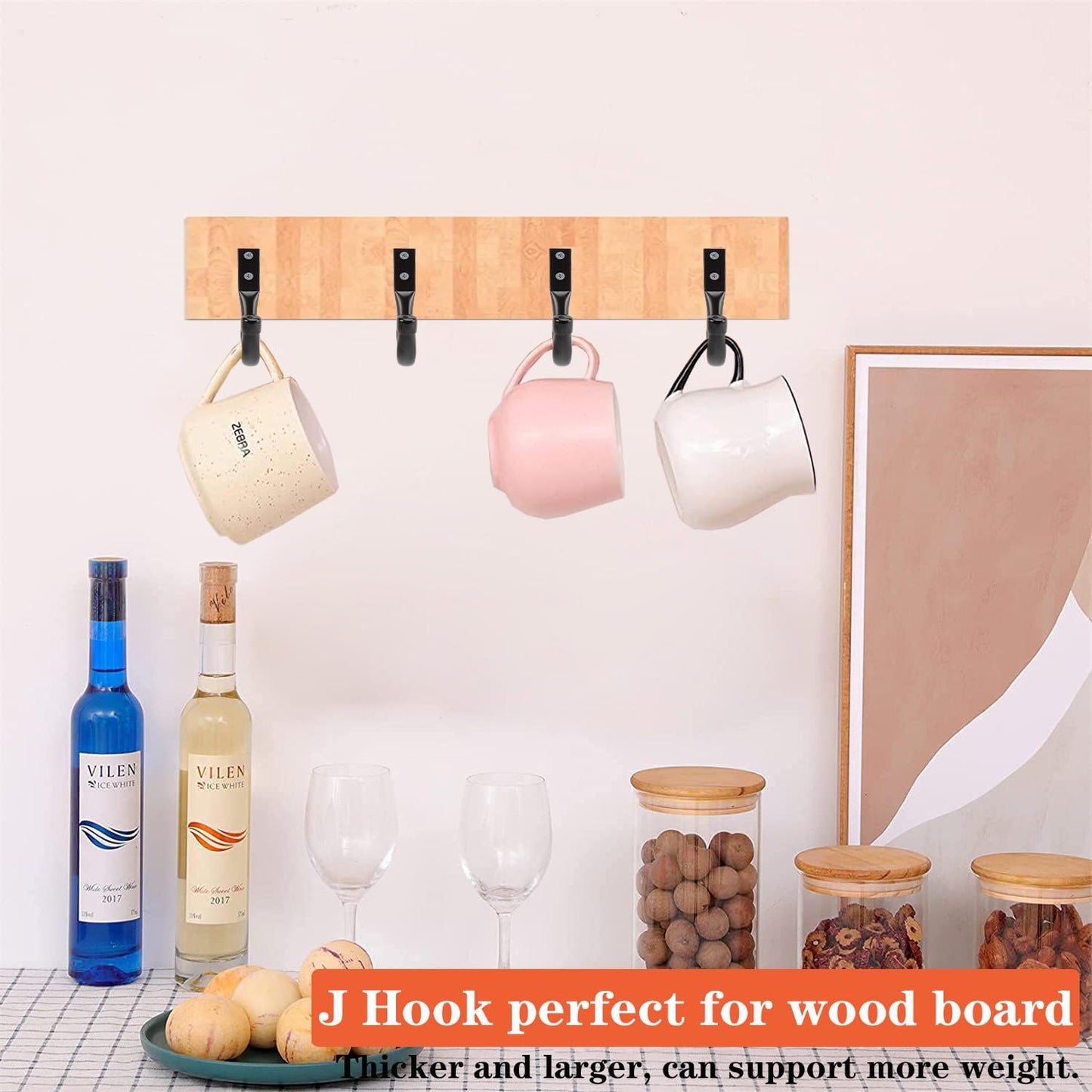 TocTen Garage Hooks, 14 Pack Garage Storage Hook Heavy Duty Solid Steel Wall Hooks, Wall Mount Storage Hook Kit with Anti-Slip Coating Ladder Hooks for Hanging Garden Tools Chair Hose Ropes (Black)