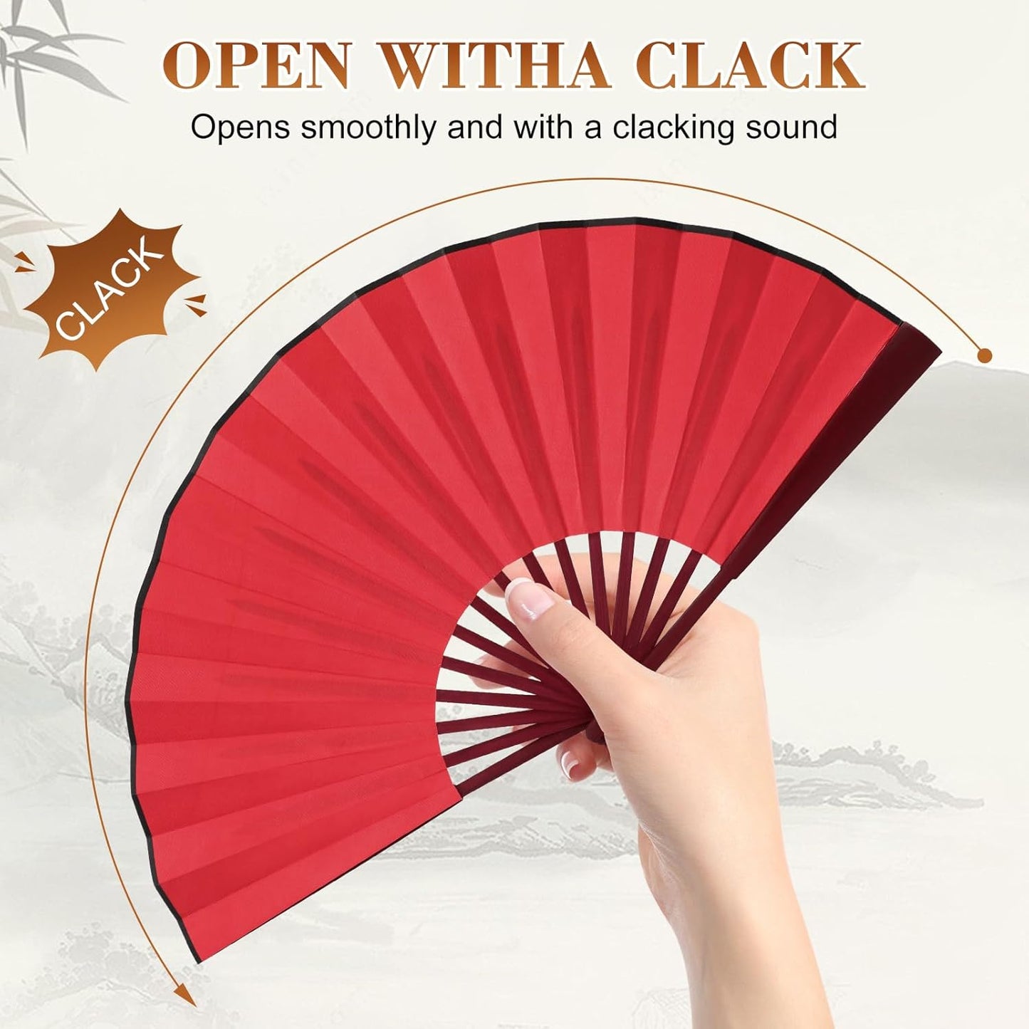 Boots On The Ground Hand Fan,Fans for Line Dancing,Folding Hand Rave Fan,Boots on The Ground Fans Largefold Fans,Decorative Folding Fans for Performance,Dance,Wedding,Party (Red)