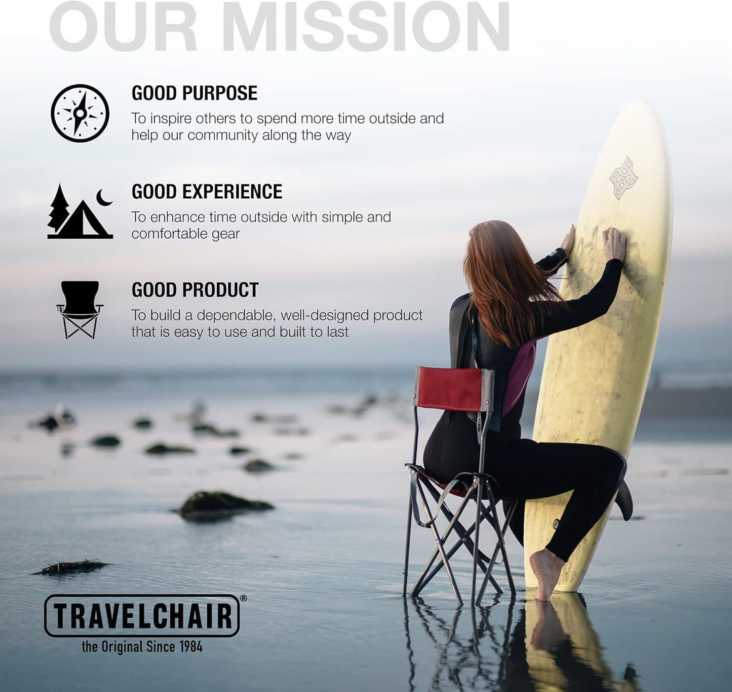 Travel Chair Ultimate Slacker, Quick Folding Tripod Stool with Backrest, Fishing Camping Hiking Chair with Carry Strap, Polyester, Blue