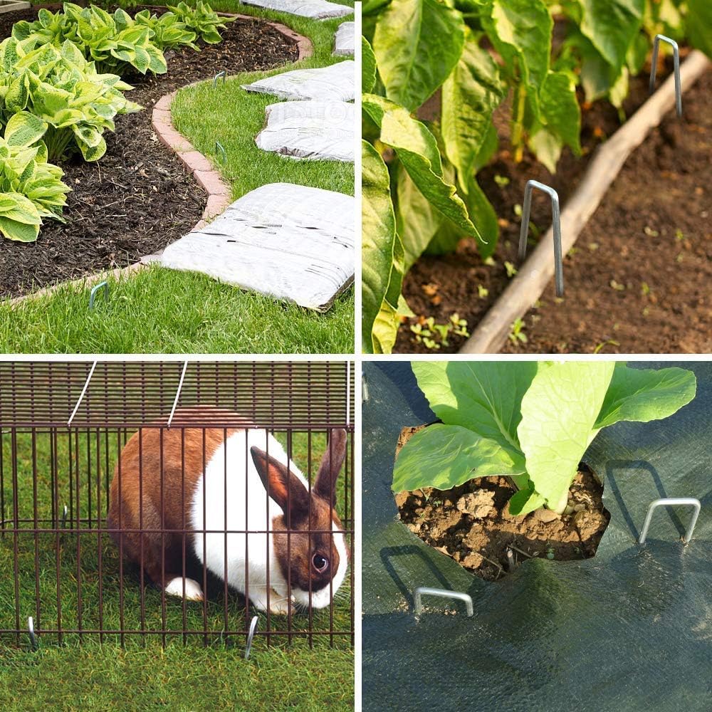 100 Pack 12" Garden Stakes Pins,Heavy Duty Garden Landscape Staples Stakes Pins Galvanized Landscape Fabric Staples Sod Ground Staple for Anchoring Weed Barrier Fabric