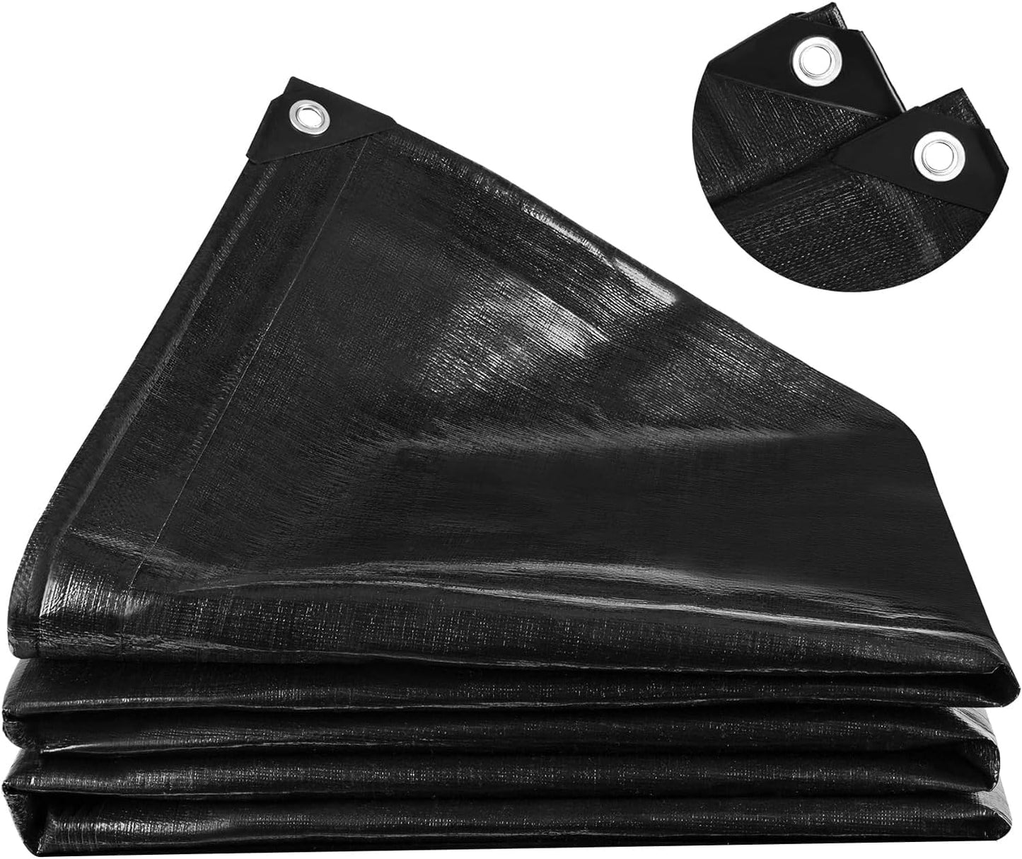 MYFAMIREA 15 x 20FT Pond Liner, 28Mil PE Preformed Pond Liner with 14 Hemmed Edge Buttonholes Sun Resistant Easy Cutting for Outdoor Ponds, Fish Koi Ponds, Garden Fountain, Waterfall Ponds