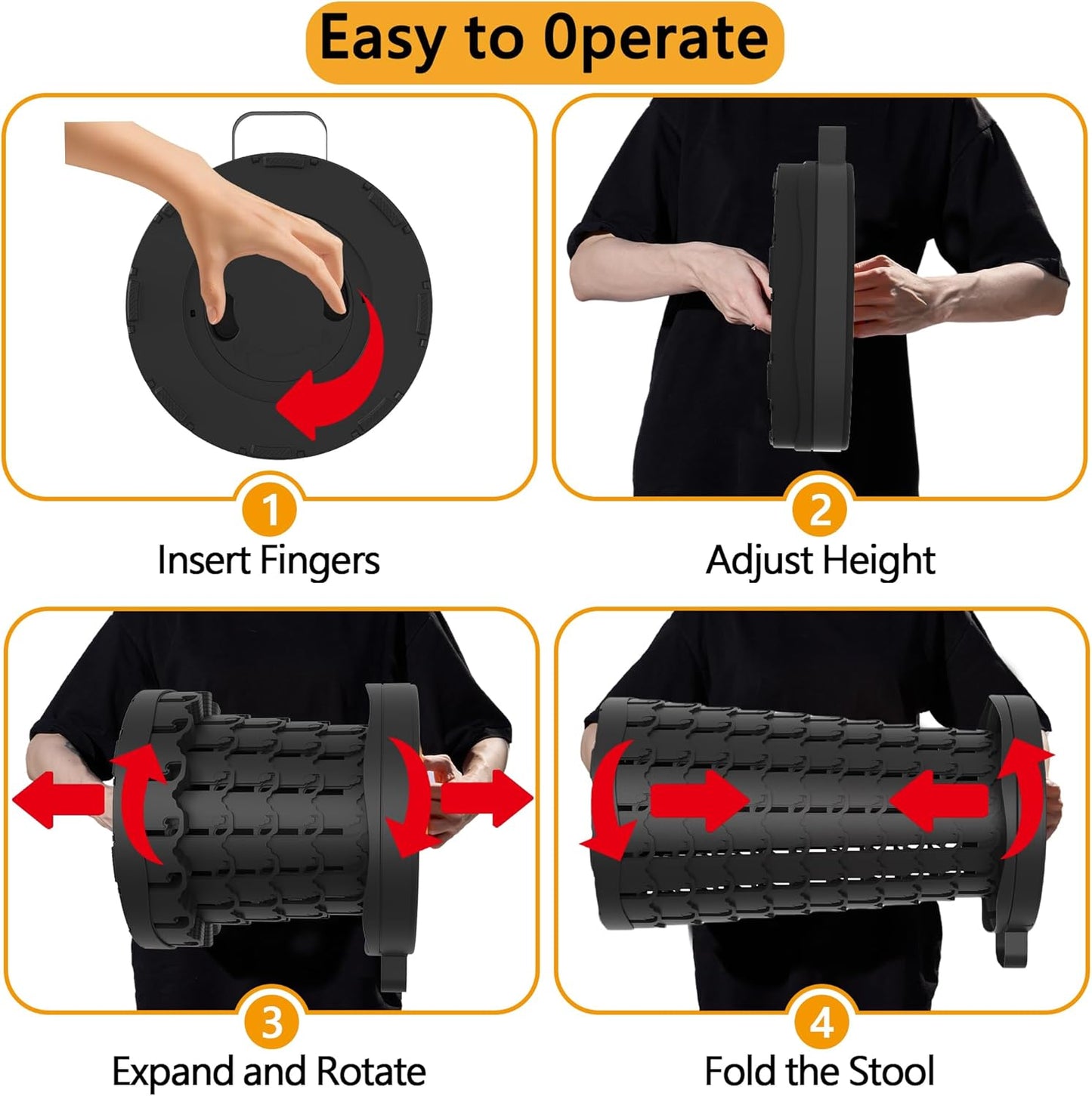 ALEVMOOM 2025 18" H Collapsible Stool Capacity 600lbs Portable Stools for Adults Heavy Duty, Adjustable Height Telescoping Folding Stool, for Outdoor Camping Travel Hiking Fishing