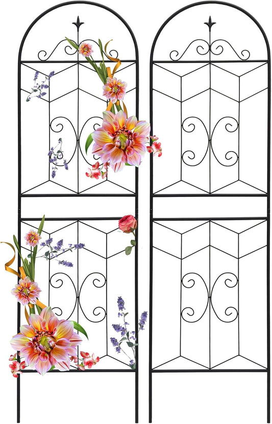 2 Pack 71x20in Garden Trellises with Black Metal Coating, Trellis for Climbing Plants Outdoor, Roses, Vines, Flowers, and Vegetables.