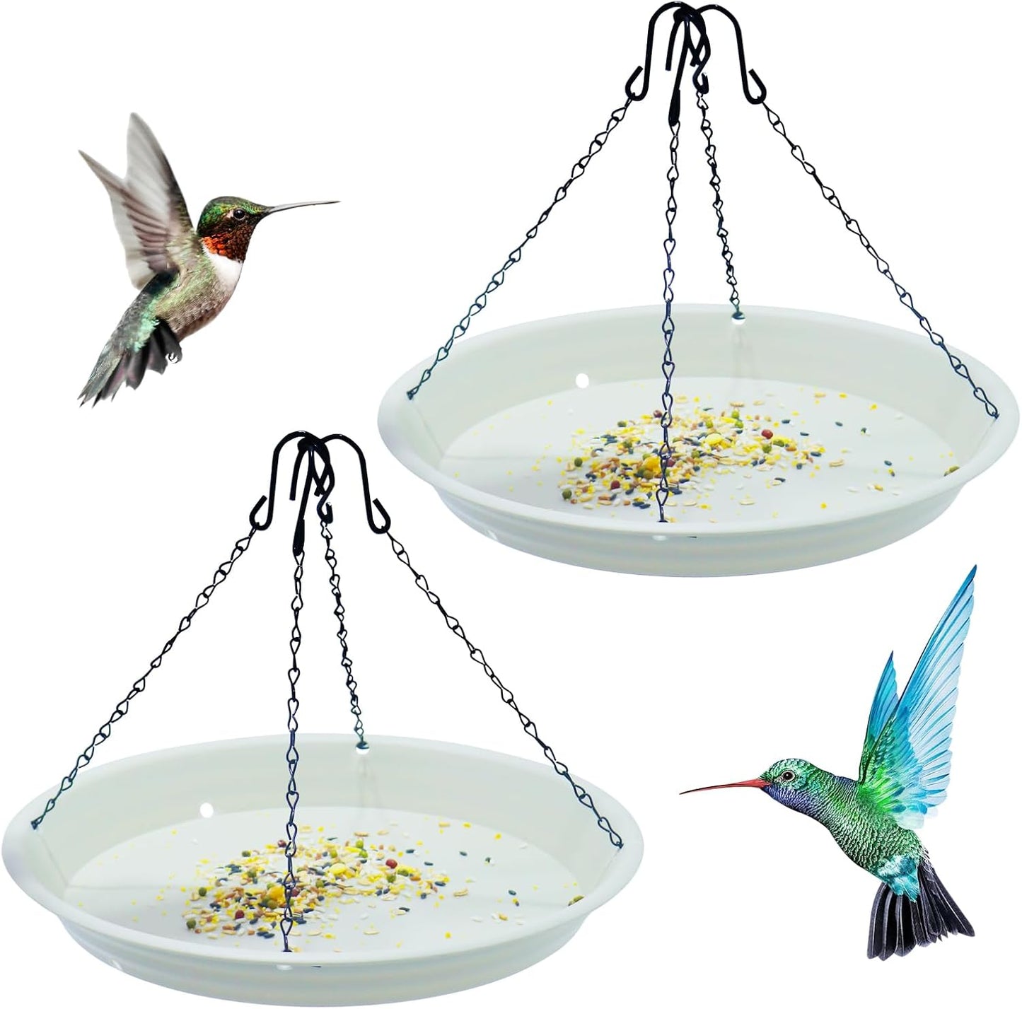 Bird Seed Catcher Tray Platforms 12" Bird Feeders Big Hanging Trays Platform can be Used for Most Feeders to Catch Dropped Seed and Shells for Outdoor Courtyard Gardens to Attract Birds (2PCS)
