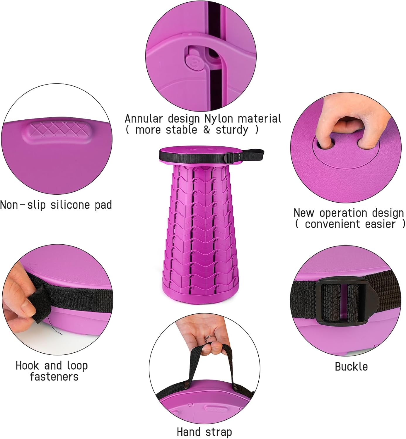 Portable & Lightweight Foldable Camping Chair for Adults, Heavy Duty Folding Stool with Adjustable Shoulder Strap, Perfect for Picnic, Beach, Backyard, and Sporting Events, Max Weight 400lbs