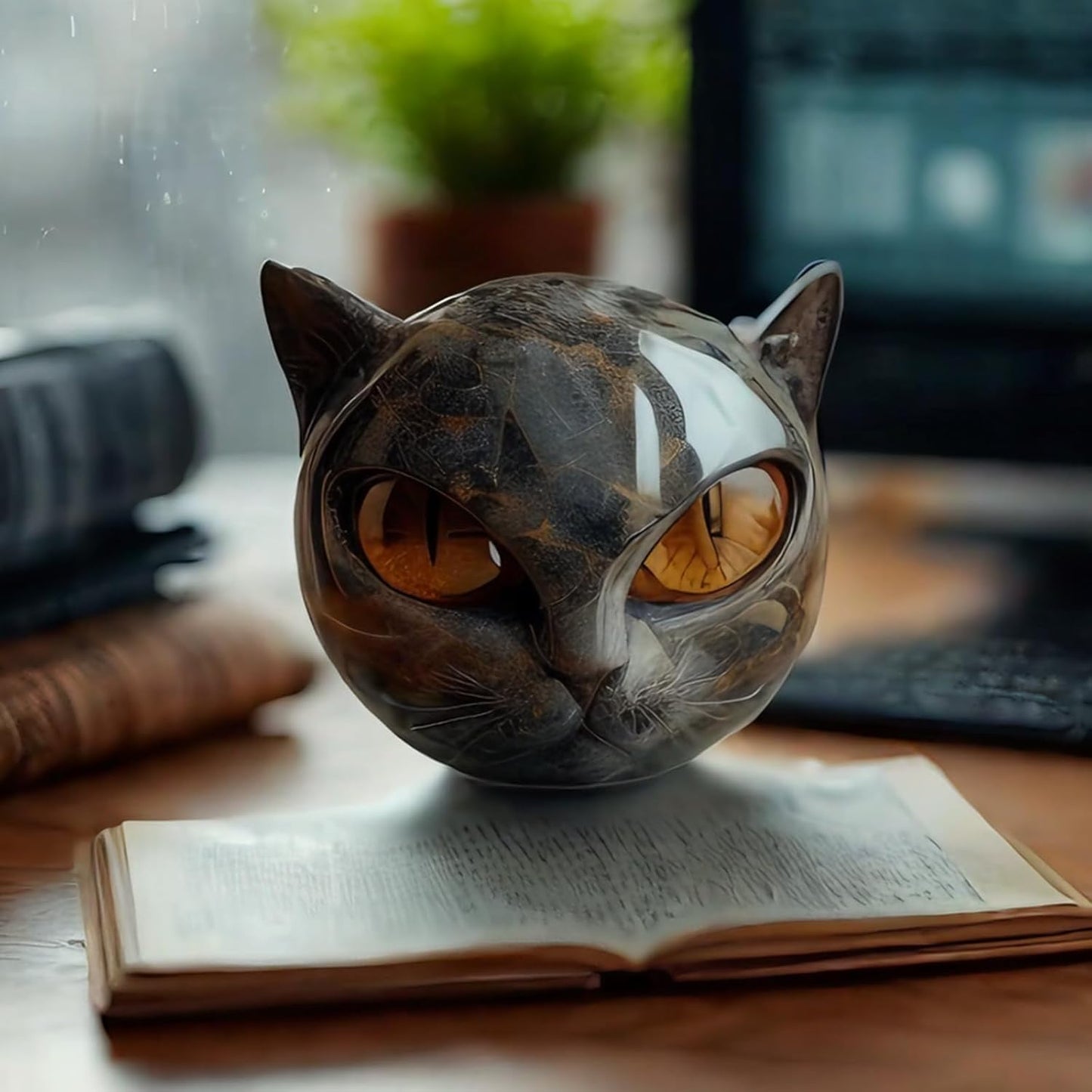 Luxury Black Cat Stone Sculpture – Elegant Home Décor & Gift-Ready Art Piece, Hand-Carved Crystals and Healing Stones Carved, for Cat Lovers (1*pcs)