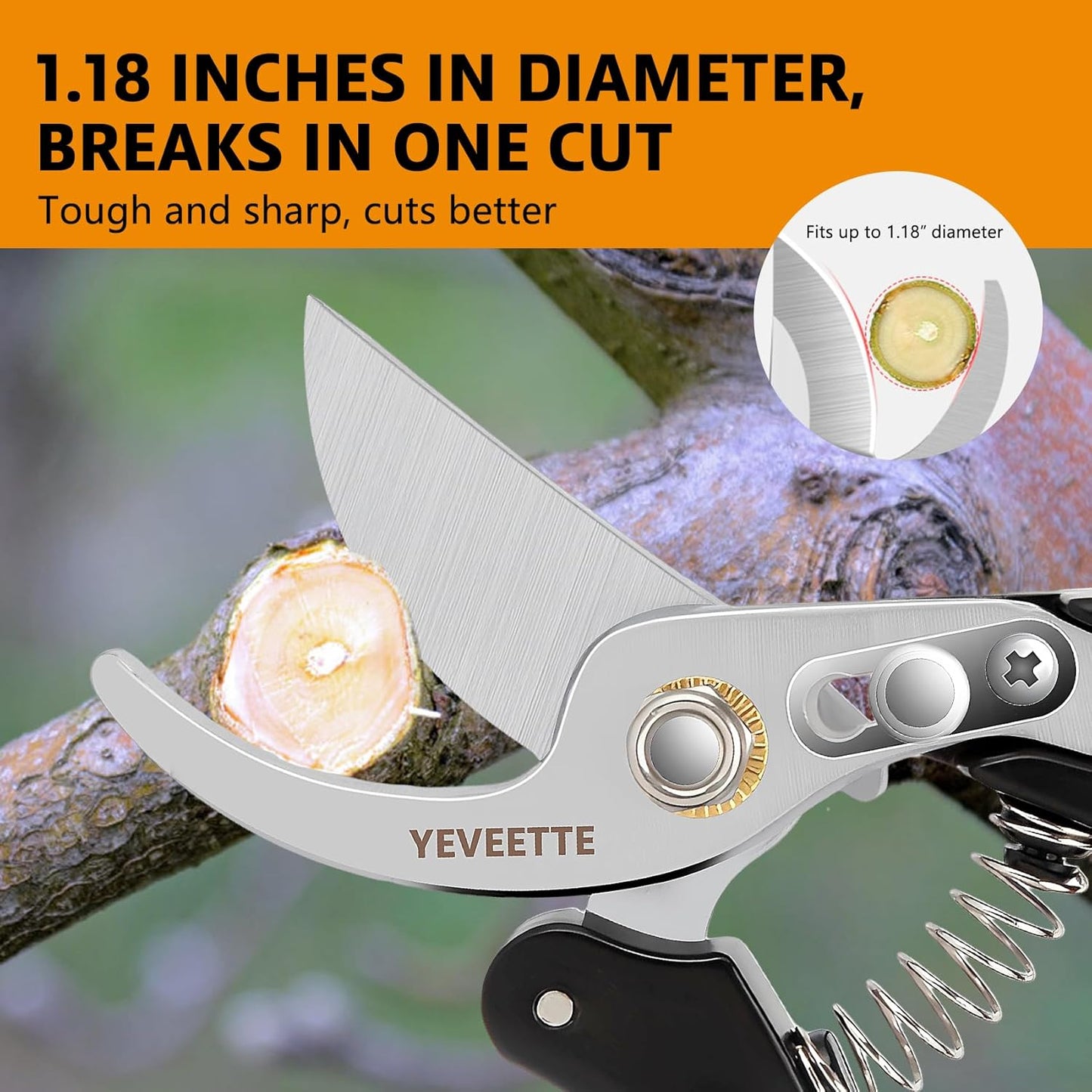 Pruning Shears, 8.5" Professional Garden Shears, SK5 Steel Hedge Clippers, Garden Clippers Handheld, Heavy Duty Garden Scissors Tools, Pruning Shears for Gardening Yard Roadside