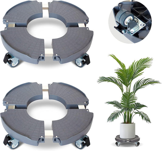 2 Pack Rolling Plant Stand with Wheels,15-21’’Adjustable Heavy Duty Plant Caddy with Wheels for Indoor Outdoor Planter Dolly Lockable