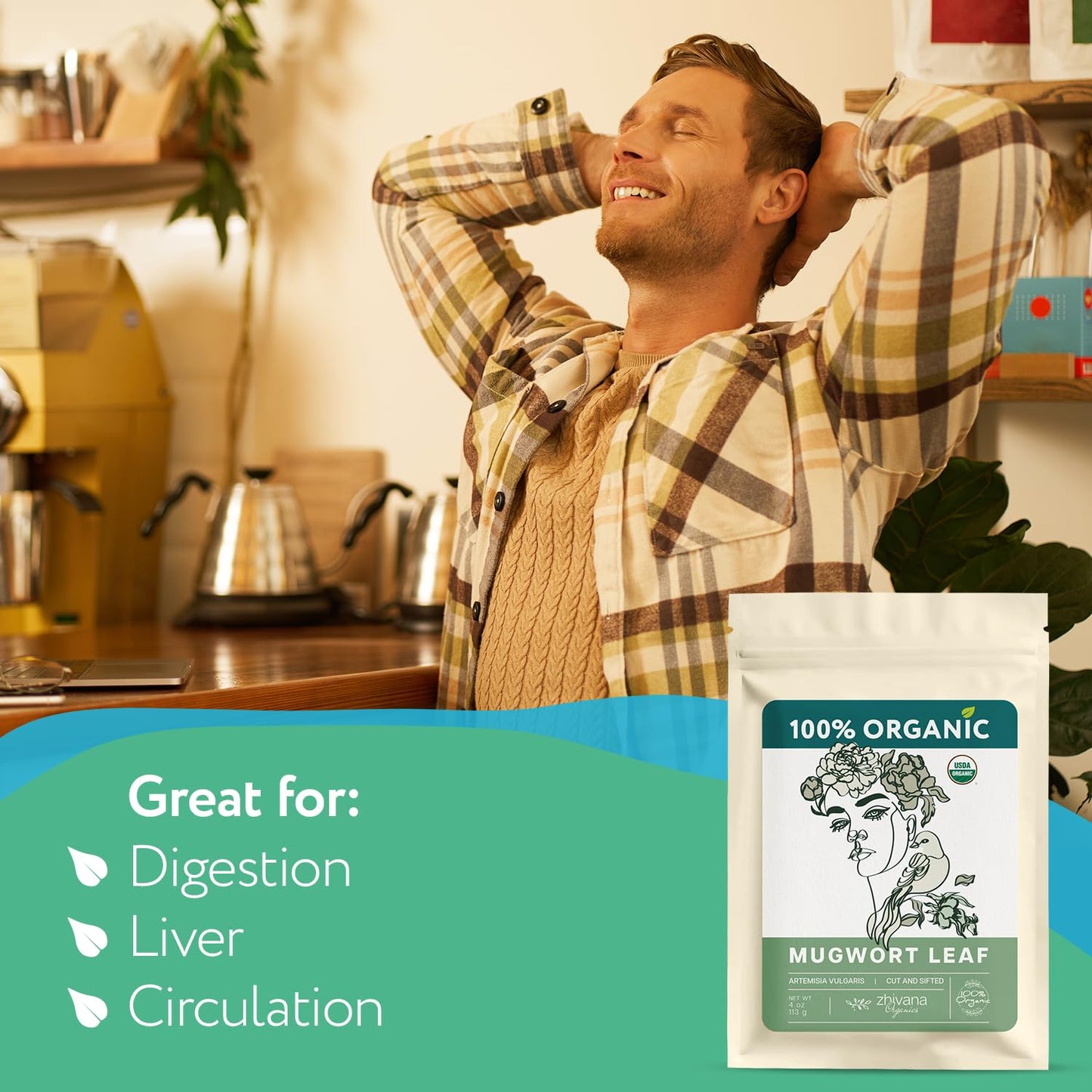 Mugwort Tea Organic Loose Leaf (4oz) – Mugwort Herb - Artemisia Hierba Seca Organica – Dried Mugwart Leaves