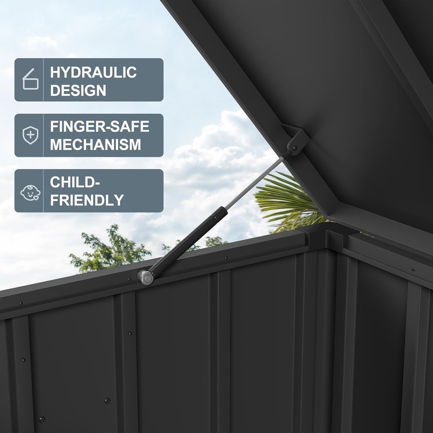 PURPLE LEAF Deck Box 160 Gallon Outdoor Waterproof Lockable Storage Box with Lid Deck Organization for Patio Cushions Side Table Pool Accessories Garden Tools, Gray