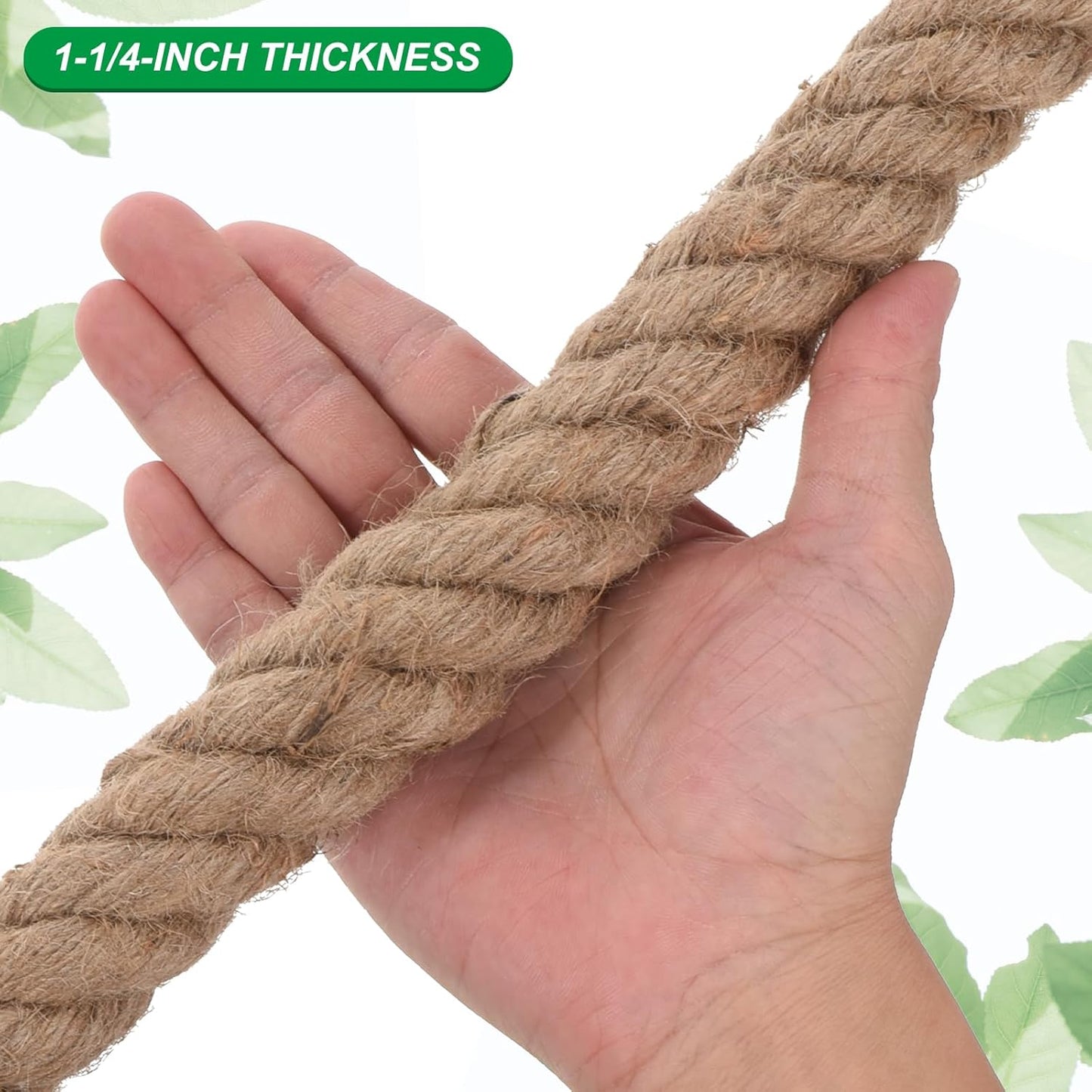 PATIKIL Twisted Manila Rope 1-1/4 Inch x 100 Feet Jute Rope Natural Thick Jute Rope Twine Burlap Rope for Docks Railings Bundling Craft Tug of War Decorating