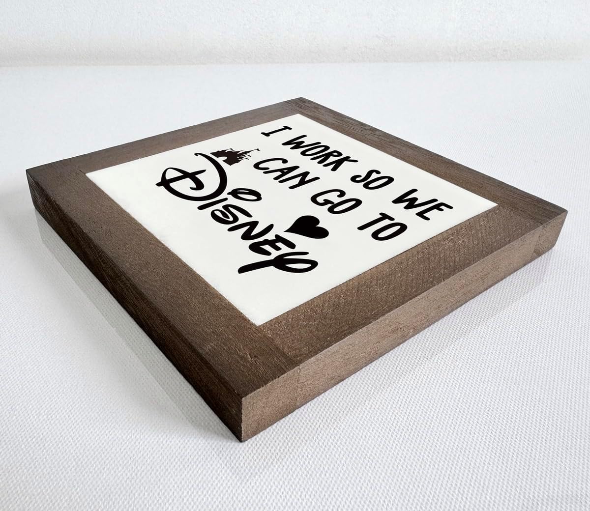 Inspirational Wood Signs, Box Wood Plaques Desk Décor, Decorative Plaques and Signs, Rustic Office Decor Art, Motivational Office Desk Decoration, Farmhouse Home Decor, I Work So We Can Go to E