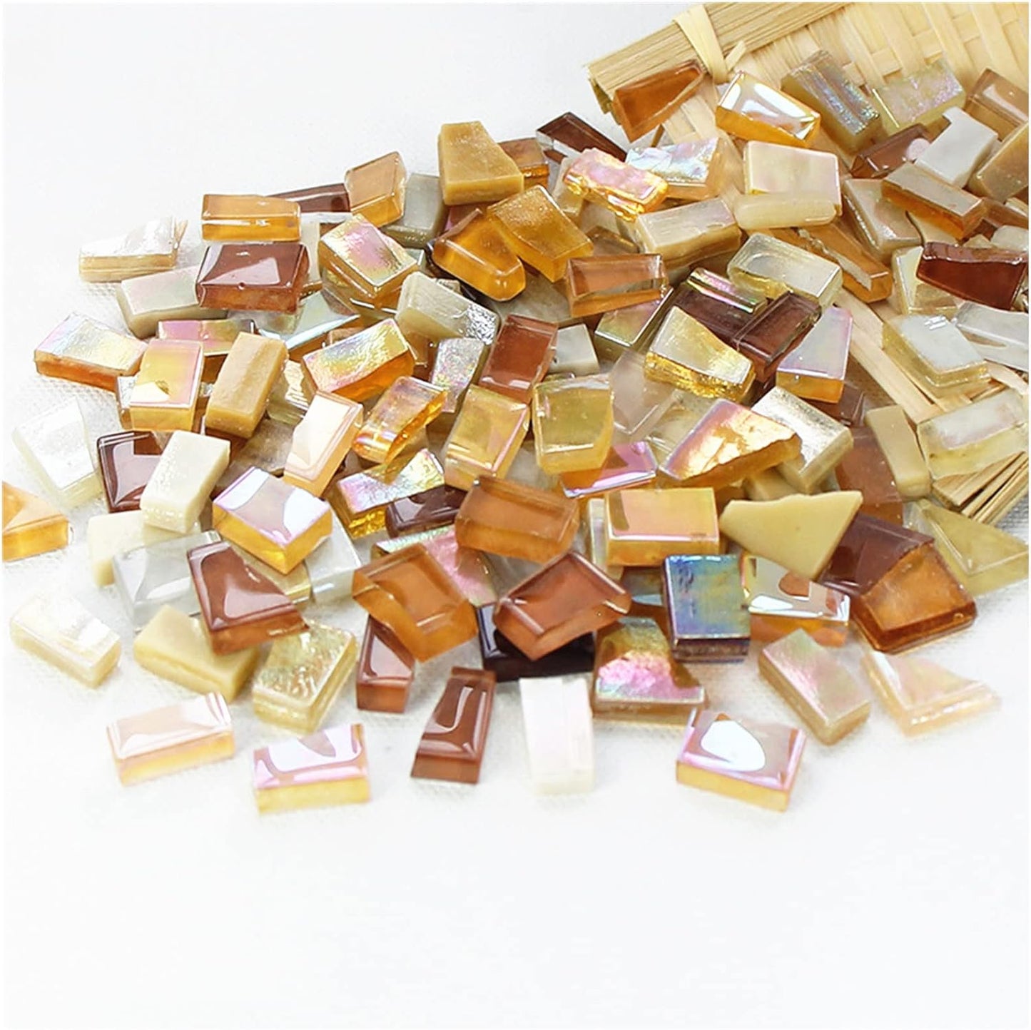 1.1lb Irregular Crystal Mosaic Tiles,Small Mosaic Tile DIY Hobbies Children Handmade Crystal Craft for Crafts Bulk DIY Picture Frames Handmade Jewelry Coaster (Brown Series)