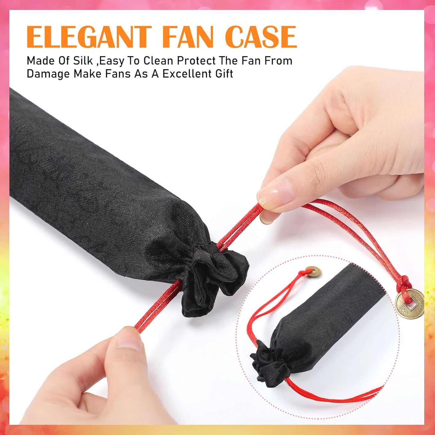 Maitys 2 Packs Large Clap Fans for Line Dancing Large Chinese Folding Hand Fans for Men and Women, Festival, Tai Ji, Kungfu, Martial Art, Gifts (Wine Red and Yellow)