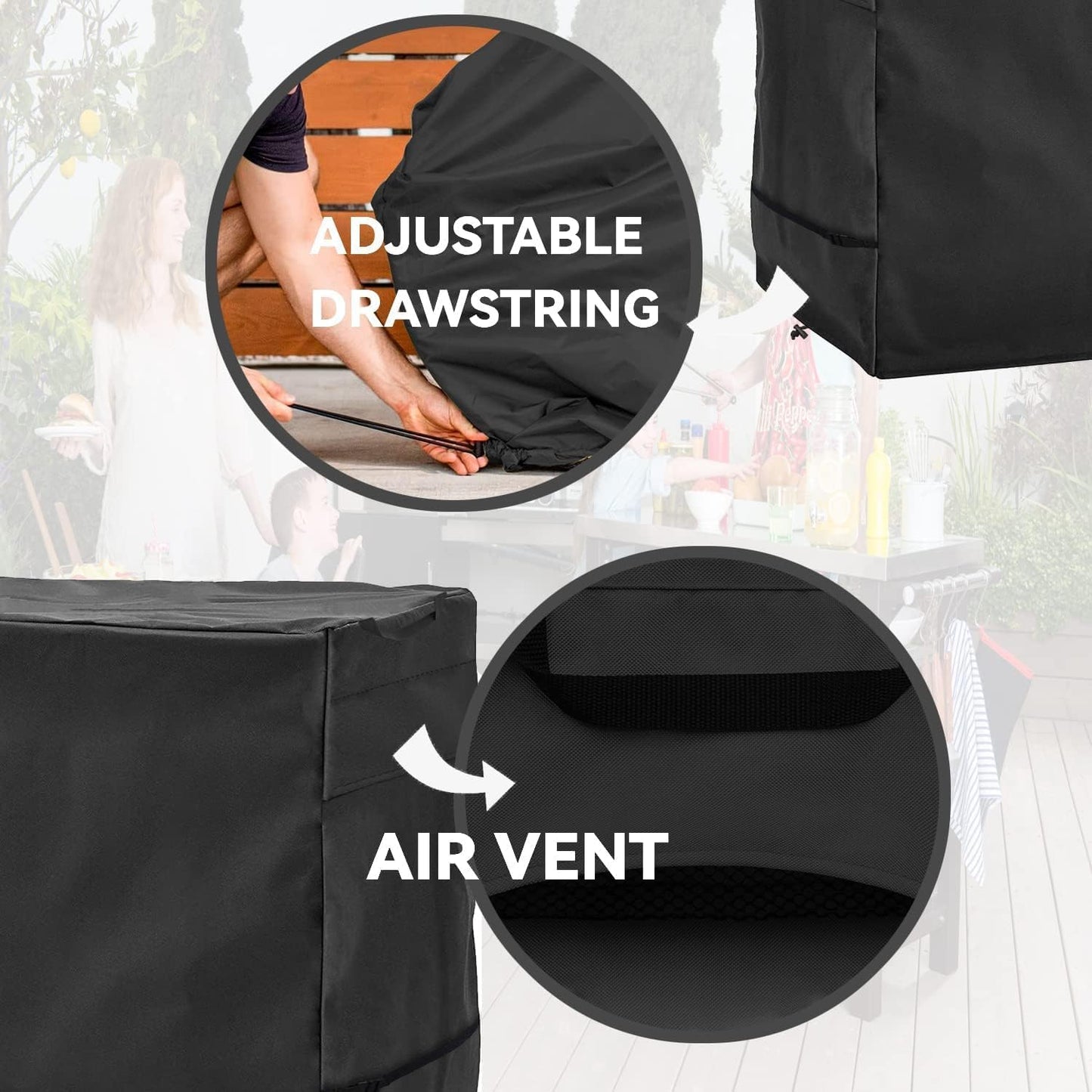 Outdoor Patio Dining Set - Wicker Bar Height Table and Chair Cover - Black, Waterproof - Suitable for 76 * 34 * 42" Patio