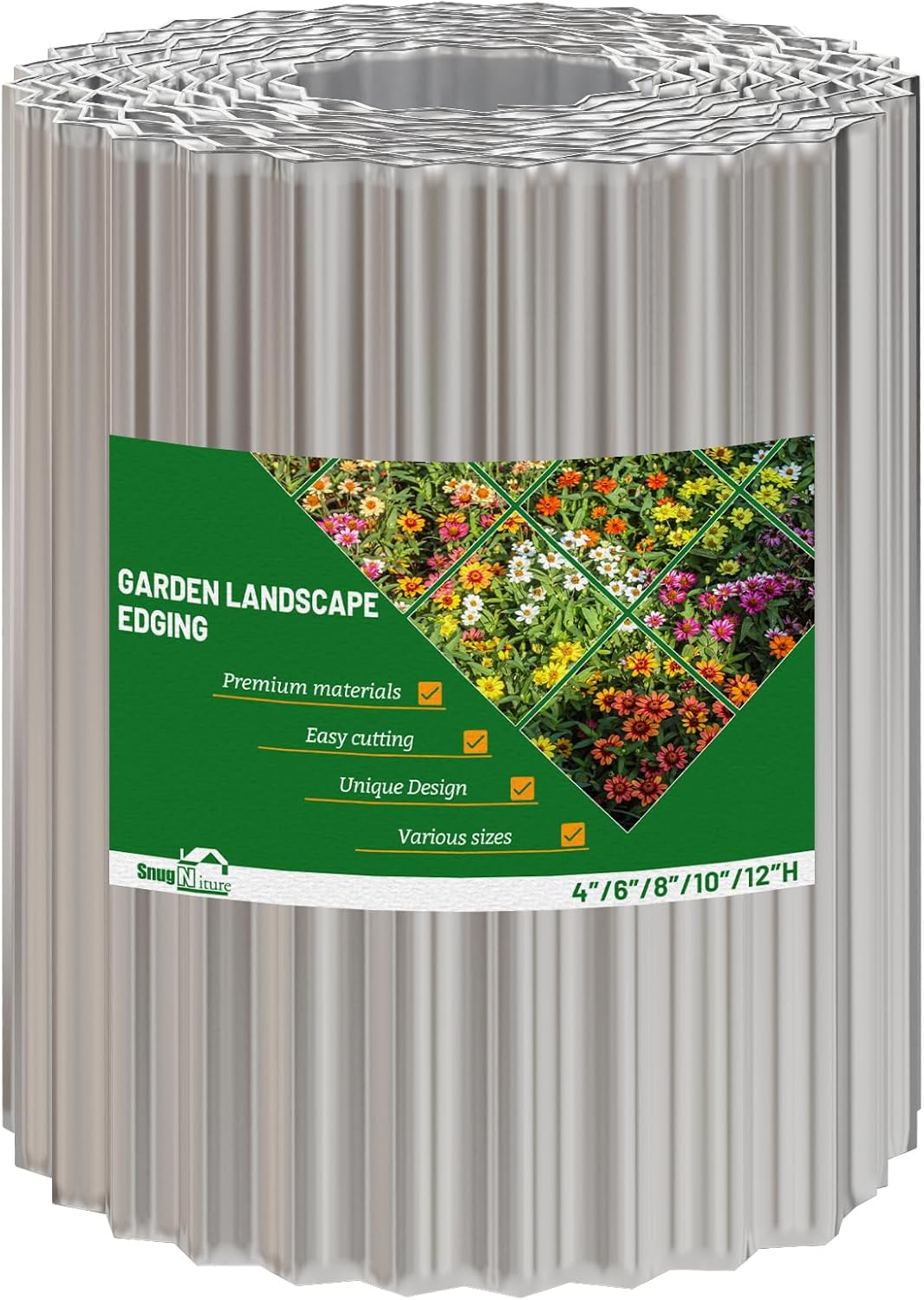 SnugNiture Corrugated Metal Garden Edging,10" x 20' Sturdy Lawn Edging Border,Landscape Edging Border for Lawn, Flower Bed,Garden and Yard