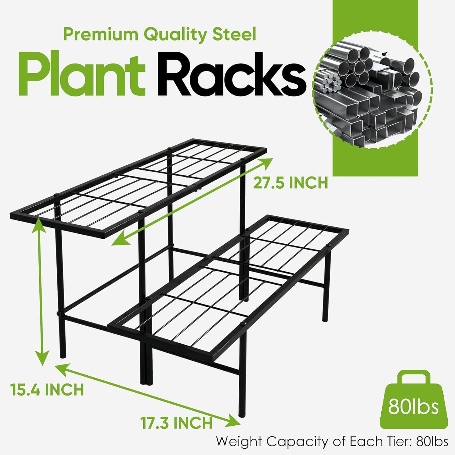 2-Tier Black Metal Ladder Plant Stand, Versatile for Indoors & Outdoors, Perfect as a Multi-Plant Display Rack for Windowsills, Patios, Balconies