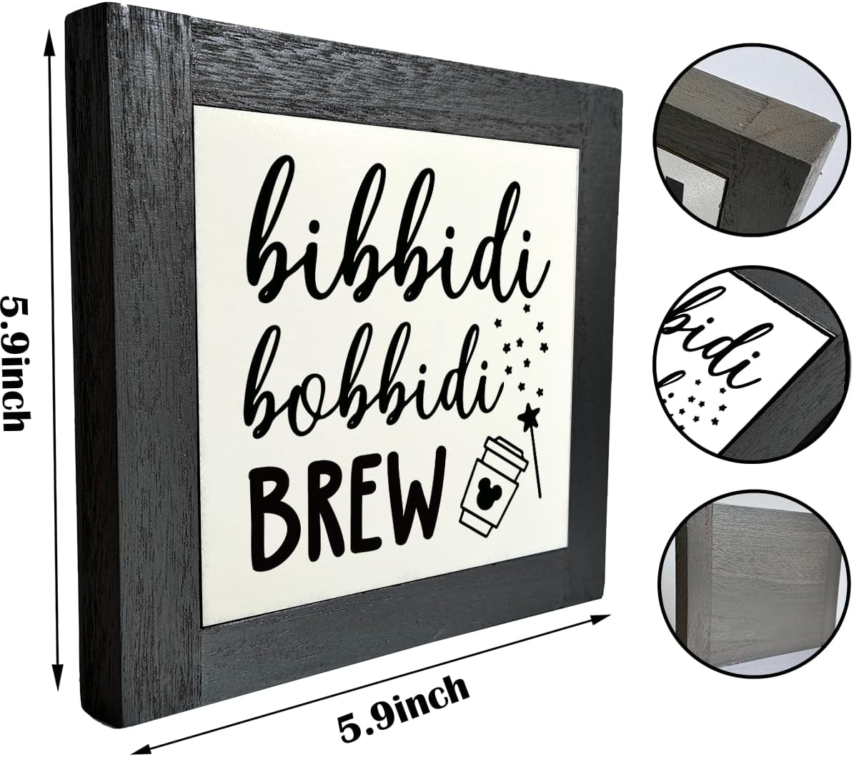 Bippity Boppity Wood Plaque Sign - Rustic Coffee Table & Kitchen Home Decor, 5.95.9in