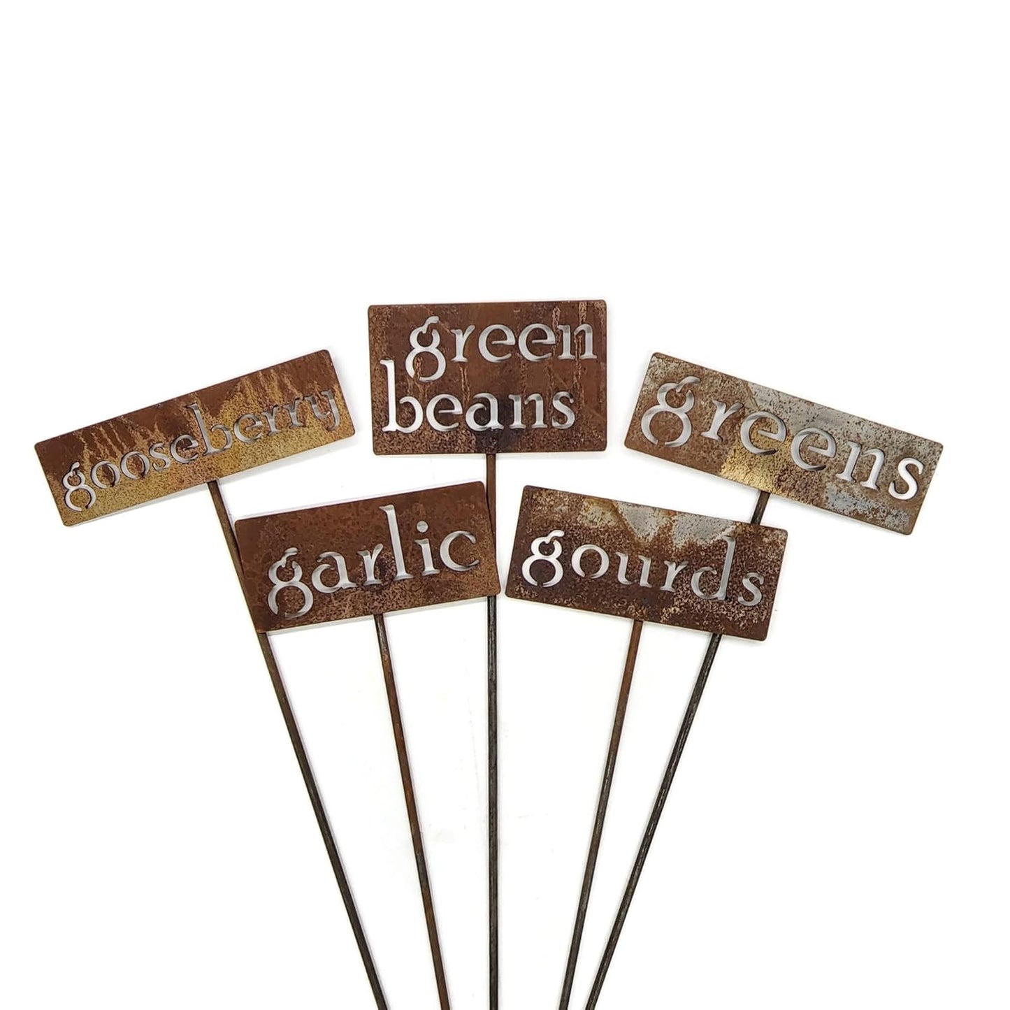 Classic Metal Garden Markers 19 Inches Tall (goji berry, Naturally Rusted)
